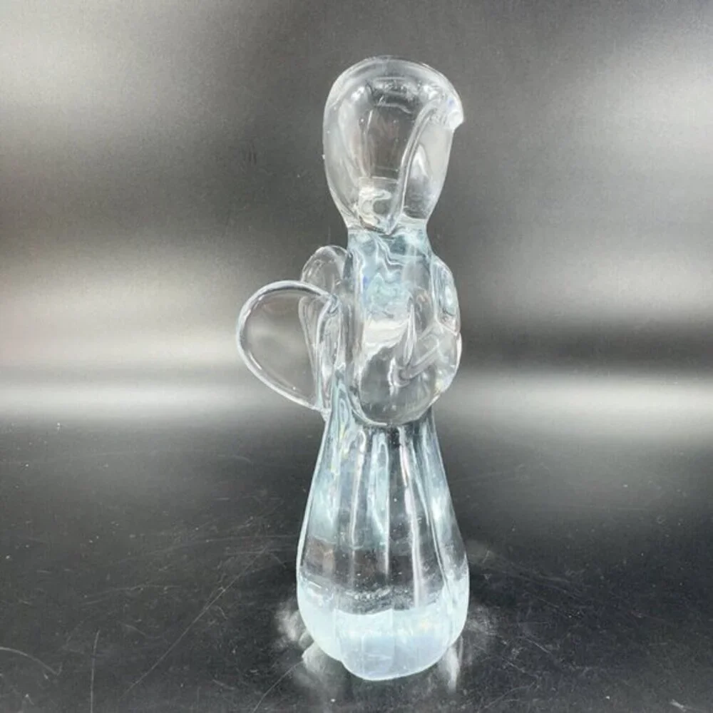 Vintage Clear Art Glass Praying Angel Figurine Paperweight Sculpture Glass VTG‎